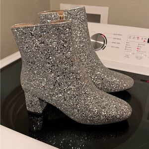Silver Glitter Ankle Boots